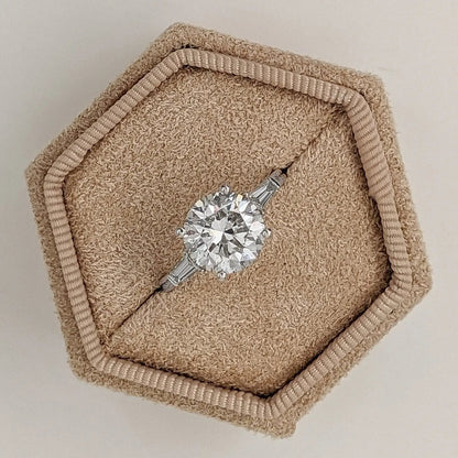 3.0 ct Round D- VVS Lab Grown Diamond Three Stones Engagement Ring