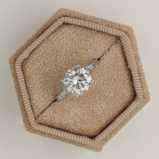 3.0 ct Round D- VVS Lab Grown Diamond Three Stones Engagement Ring