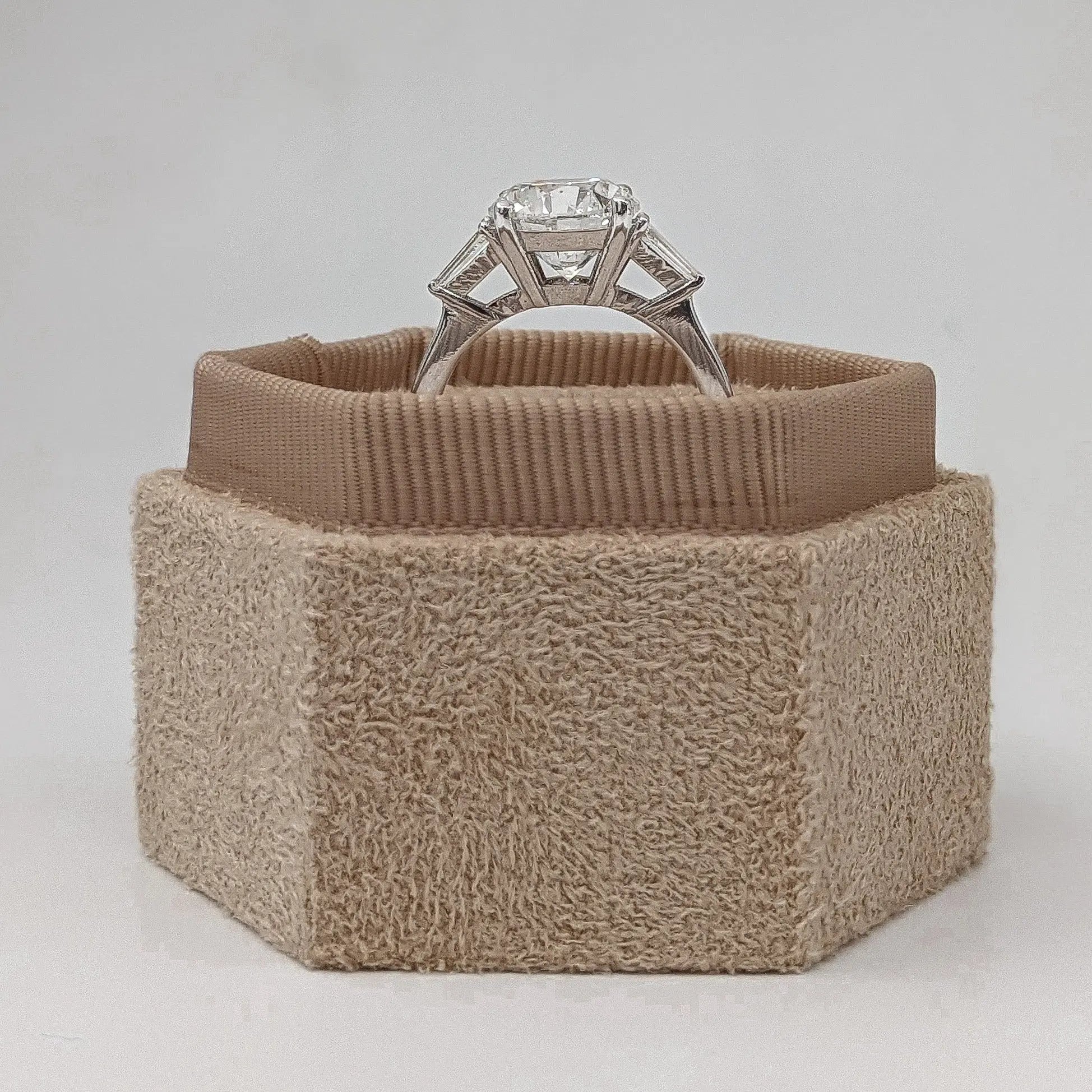 3.0 ct Round D- VVS Lab Grown Diamond Three Stones Engagement Ring