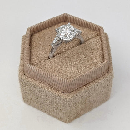 3.0 ct Round D- VVS Lab Grown Diamond Three Stones Engagement Ring