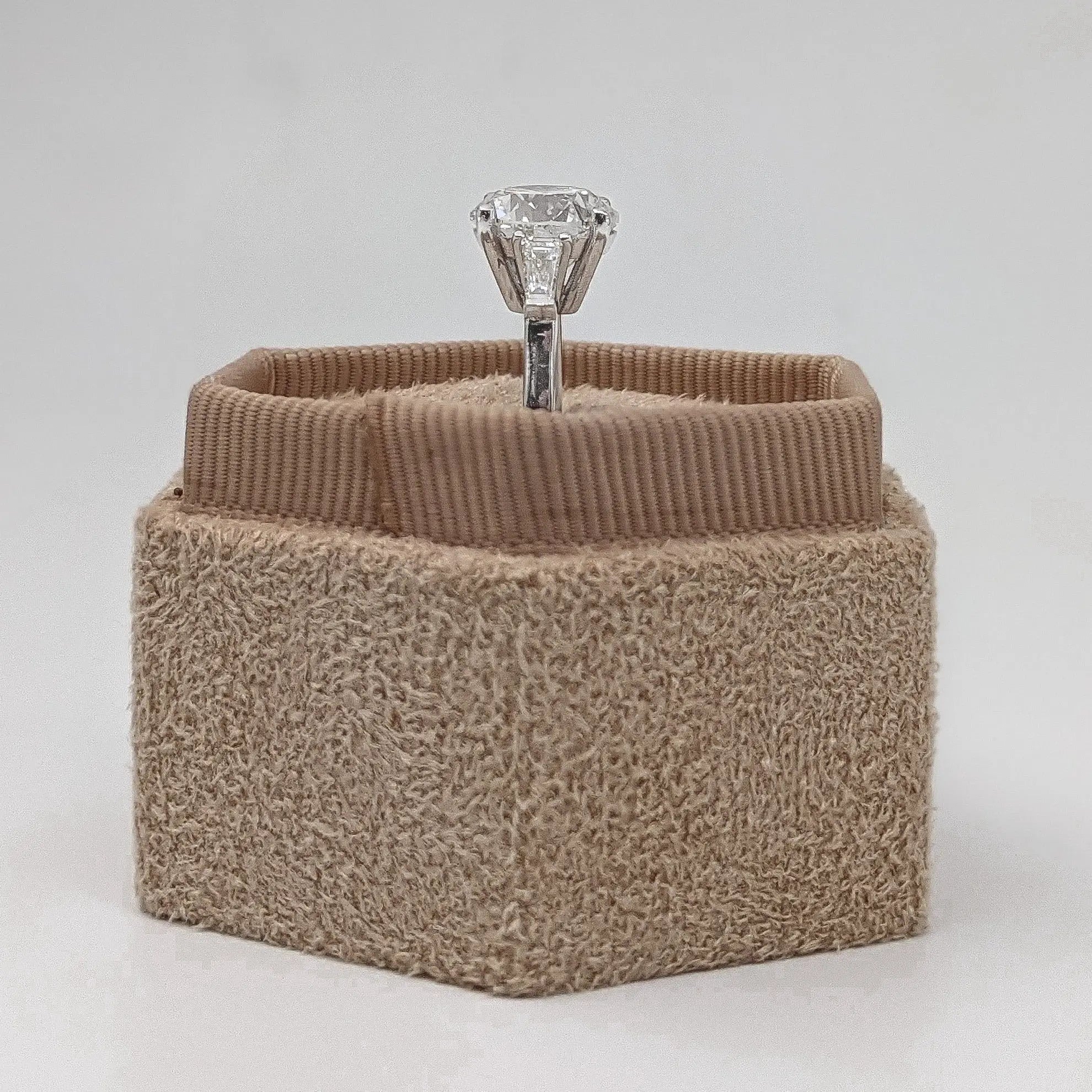 3.0 ct Round D- VVS Lab Grown Diamond Three Stones Engagement Ring