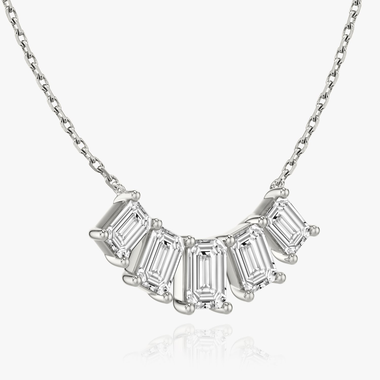 3.50 CT Emerald D-VVS Lab Grown Diamond Five Stone Dainty Necklace