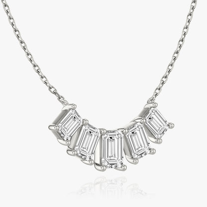3.50 CT Emerald D-VVS Lab Grown Diamond Five Stone Dainty Necklace