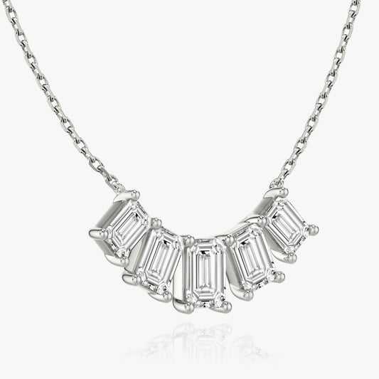 3.50 CT Emerald D-VVS Lab Grown Diamond Five Stone Dainty Necklace