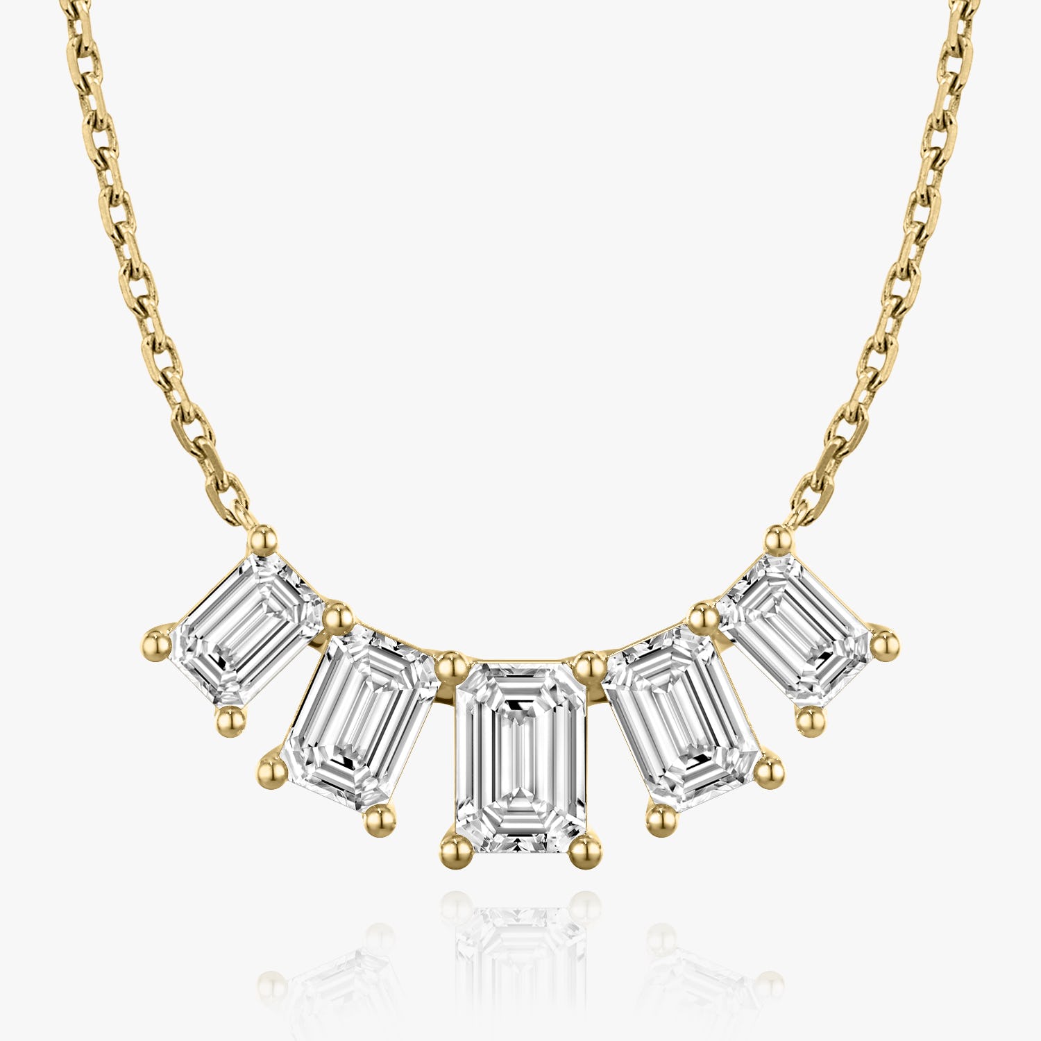 3.50 CT Emerald D-VVS Lab Grown Diamond Five Stone Dainty Necklace