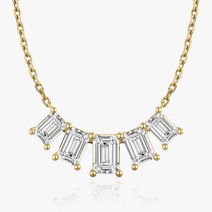 3.50 CT Emerald D-VVS Lab Grown Diamond Five Stone Dainty Necklace