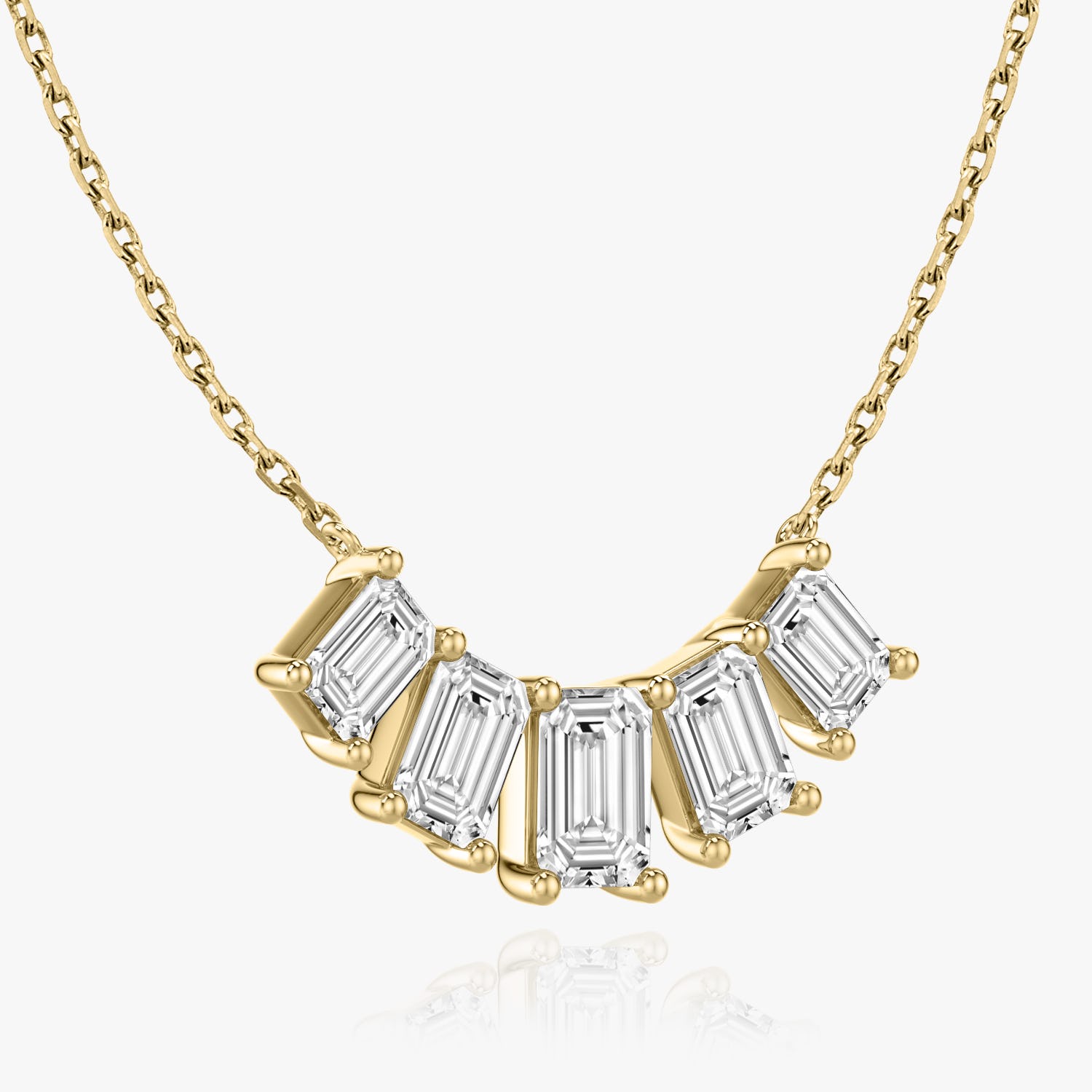3.50 CT Emerald D-VVS Lab Grown Diamond Five Stone Dainty Necklace