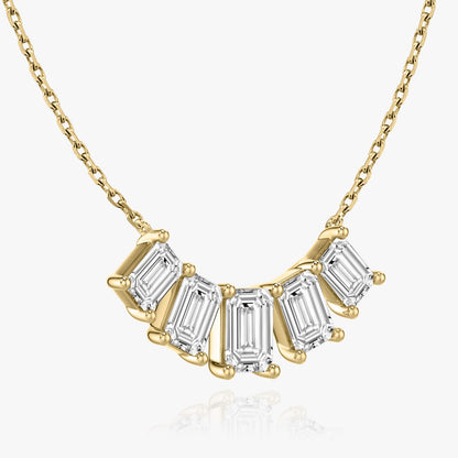 3.50 CT Emerald D-VVS Lab Grown Diamond Five Stone Dainty Necklace