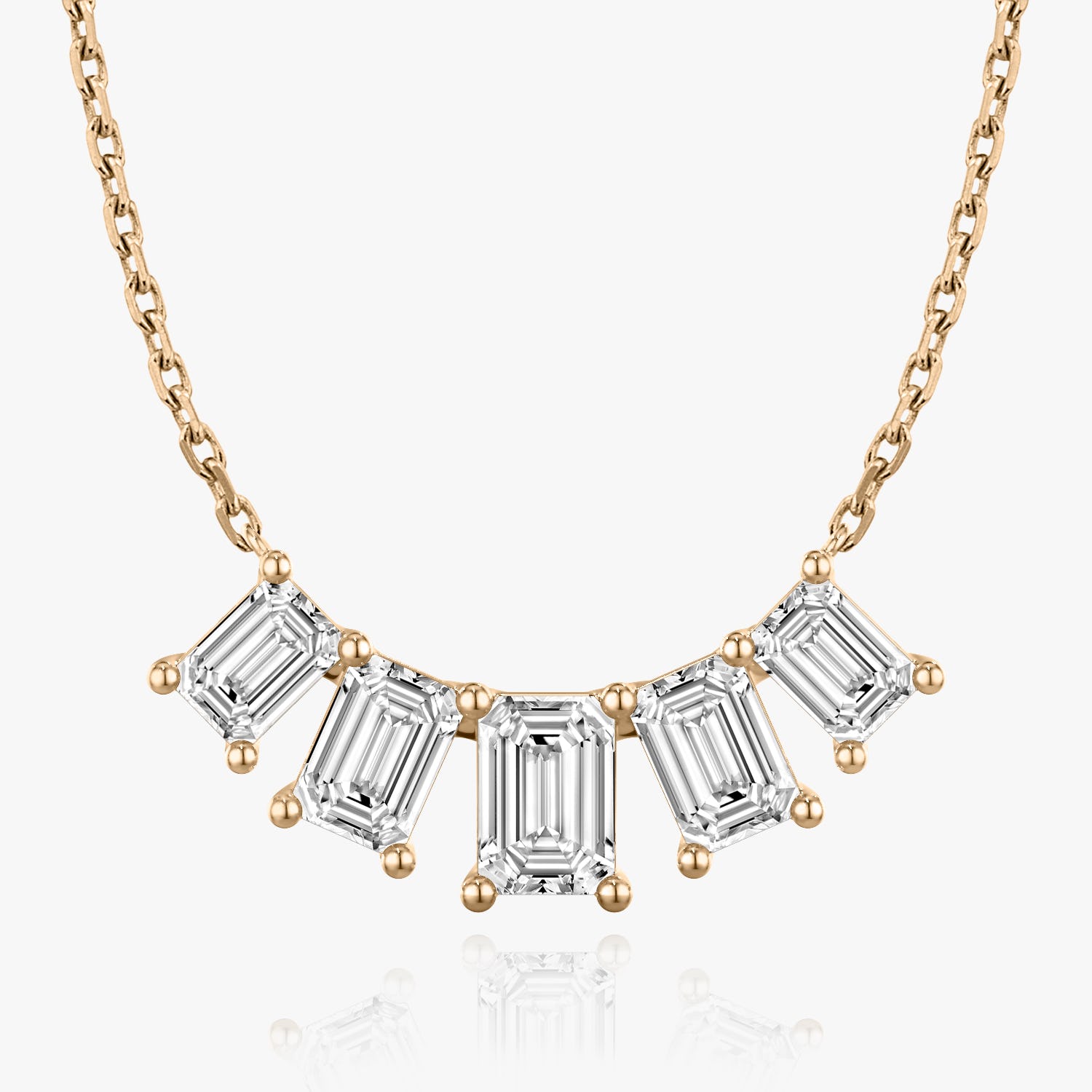 3.50 CT Emerald D-VVS Lab Grown Diamond Five Stone Dainty Necklace