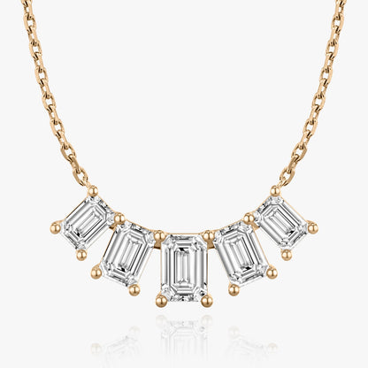 3.50 CT Emerald D-VVS Lab Grown Diamond Five Stone Dainty Necklace