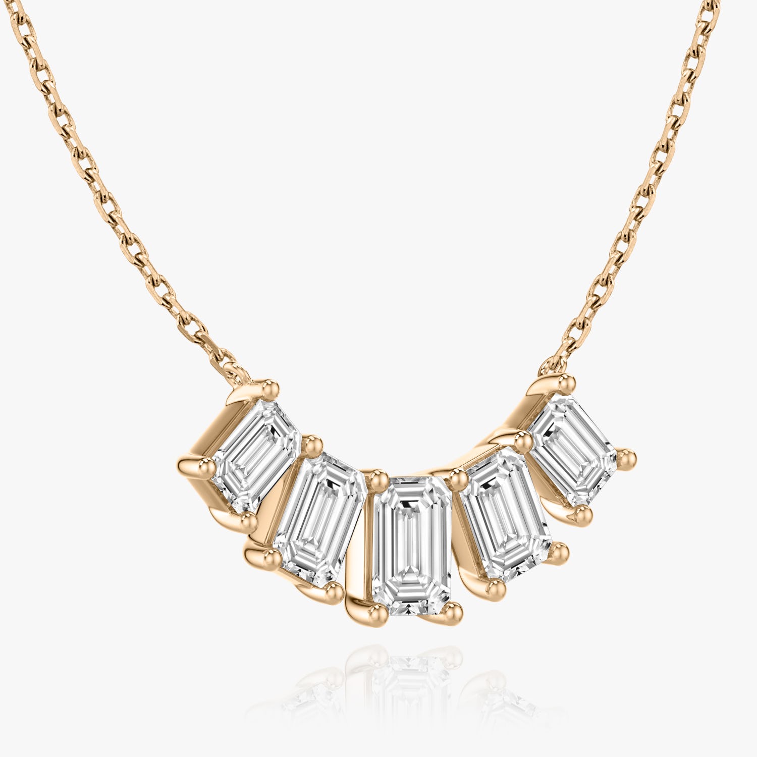 3.50 CT Emerald D-VVS Lab Grown Diamond Five Stone Dainty Necklace