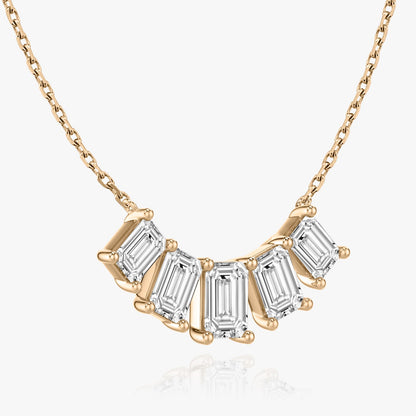3.50 CT Emerald D-VVS Lab Grown Diamond Five Stone Dainty Necklace