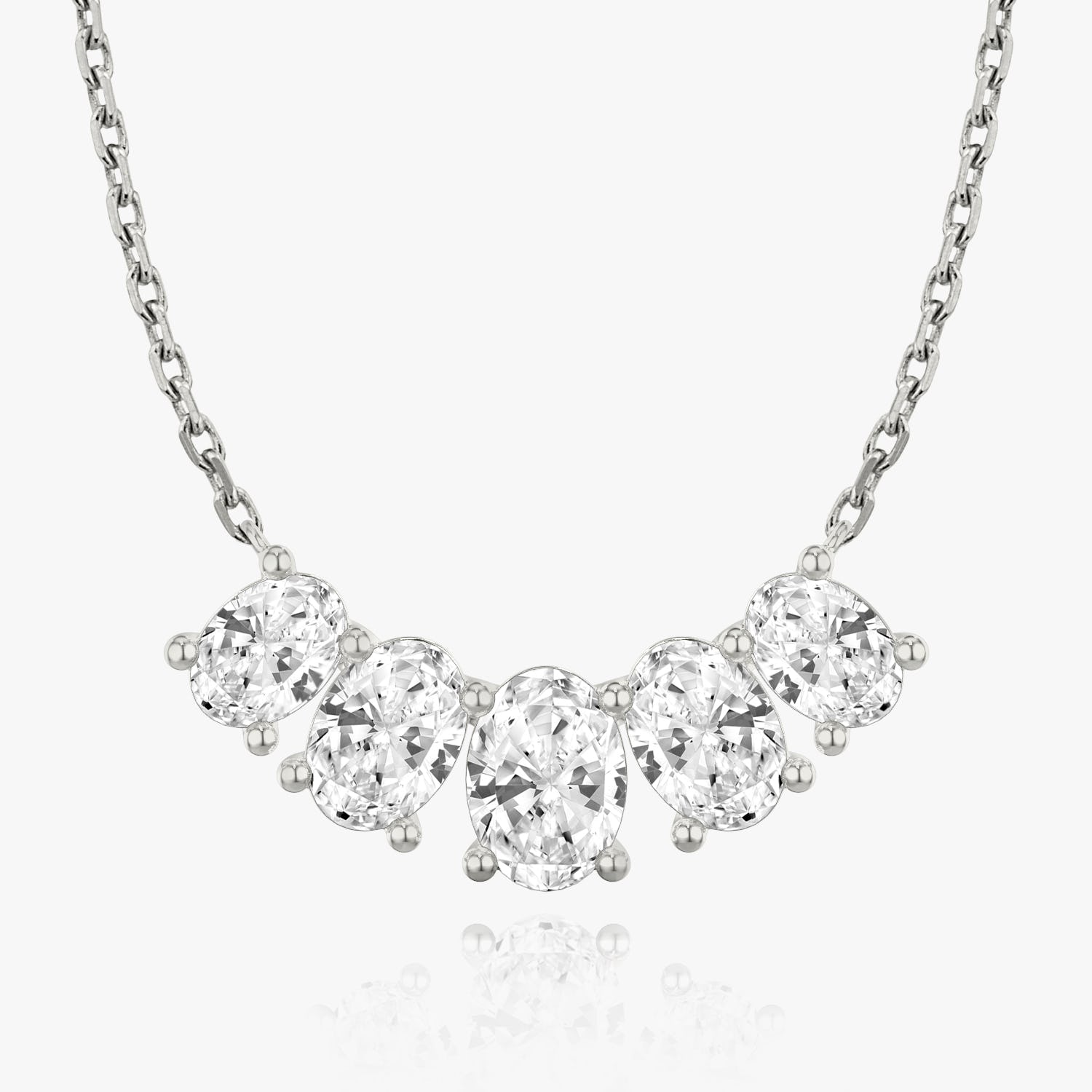 3.50 CTW Oval D-VVS Lab Grown Diamond Five Stone Necklace