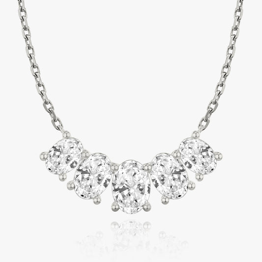 3.50 CTW Oval D-VVS Lab Grown Diamond Five Stone Necklace