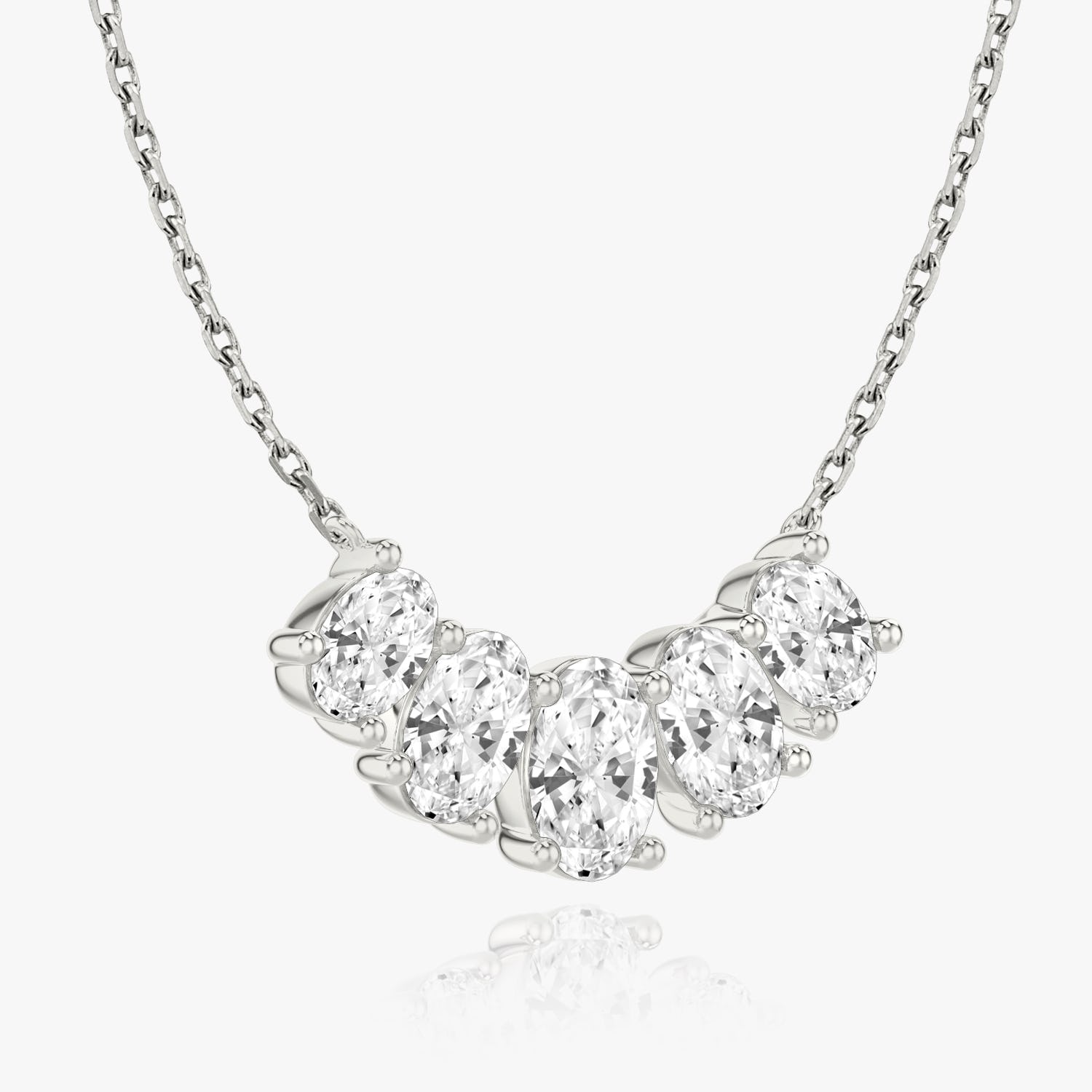 3.50 CTW Oval D-VVS Lab Grown Diamond Five Stone Necklace
