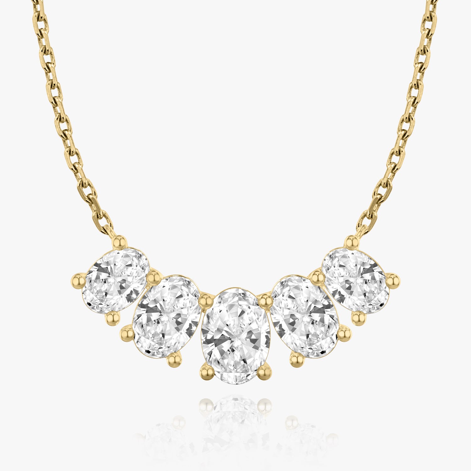 3.50 CTW Oval D-VVS Lab Grown Diamond Five Stone Necklace