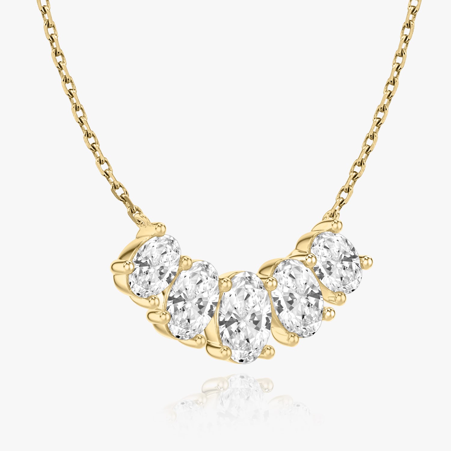 3.50 CTW Oval D-VVS Lab Grown Diamond Five Stone Necklace
