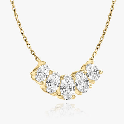 3.50 CTW Oval D-VVS Lab Grown Diamond Five Stone Necklace