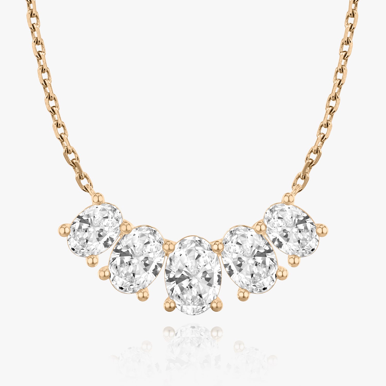 3.50 CTW Oval D-VVS Lab Grown Diamond Five Stone Necklace