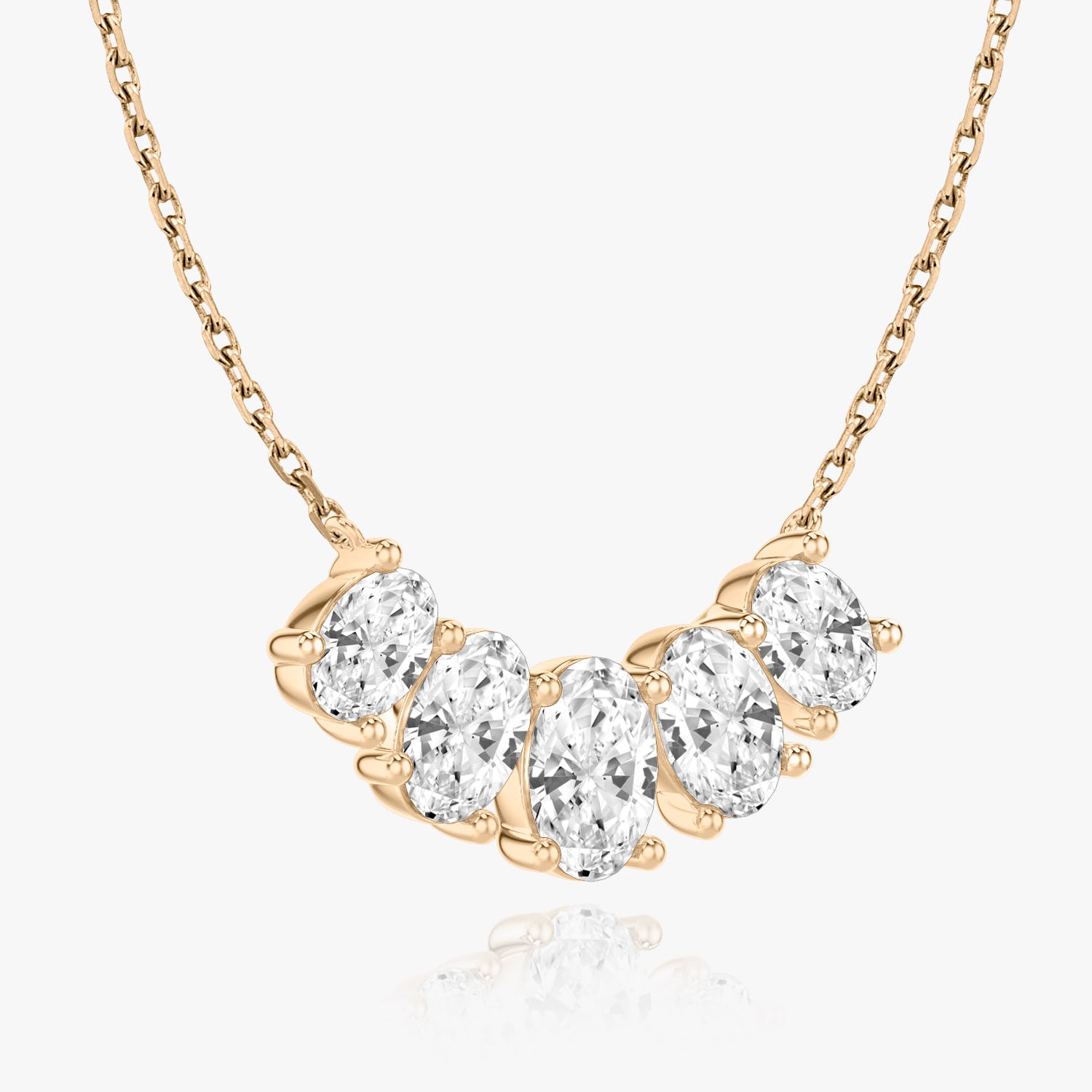 3.50 CTW Oval D-VVS Lab Grown Diamond Five Stone Necklace