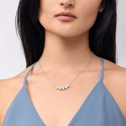 3.50 CTW Round D-VVS Lab Grown Five Stone Diamond Necklace