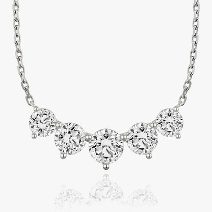 3.50 CTW Round D-VVS Lab Grown Five Stone Diamond Necklace
