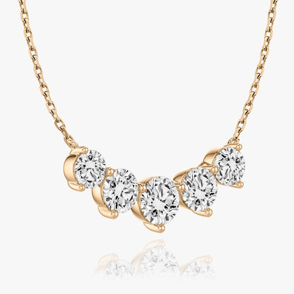 3.50 CTW Round D-VVS Lab Grown Five Stone Diamond Necklace