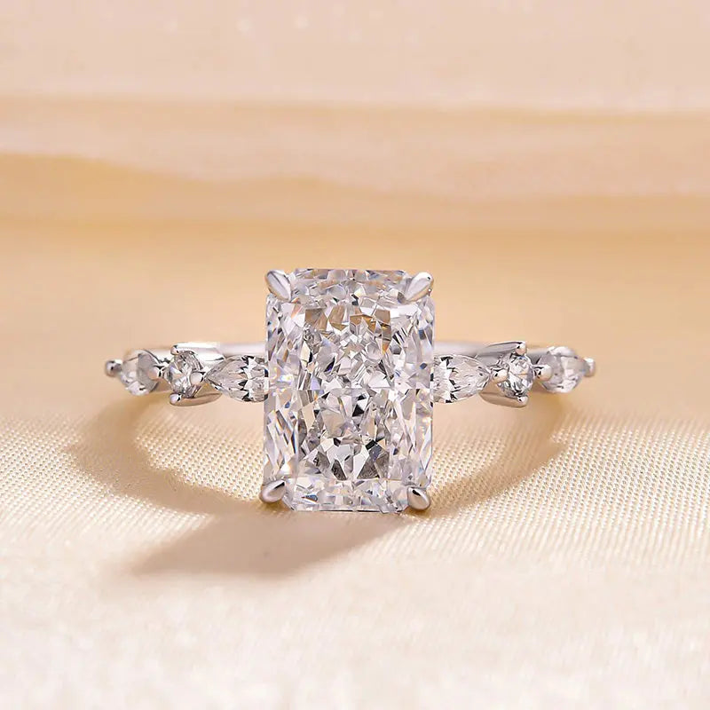 3.50 ct Radiant Pave D-VVS Lab Grown Diamond Engagement Ring