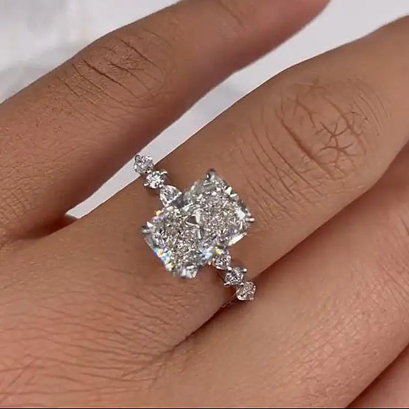 3.50 ct Radiant Pave D-VVS Lab Grown Diamond Engagement Ring