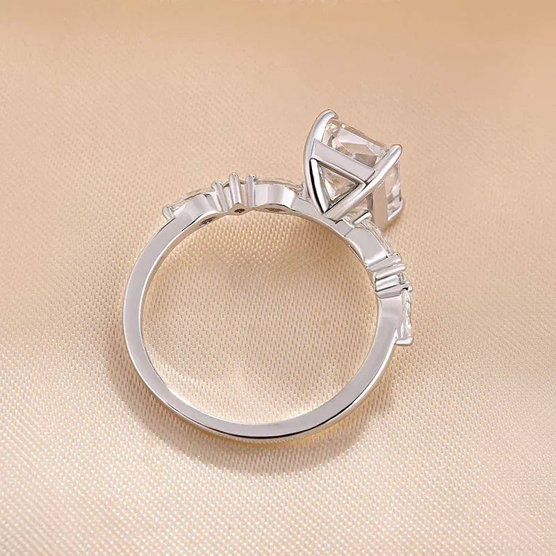 3.50 ct Radiant Pave D-VVS Lab Grown Diamond Engagement Ring
