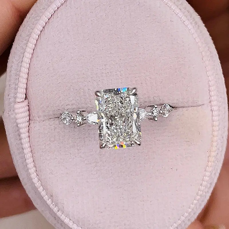 3.50 ct Radiant Pave D-VVS Lab Grown Diamond Engagement Ring