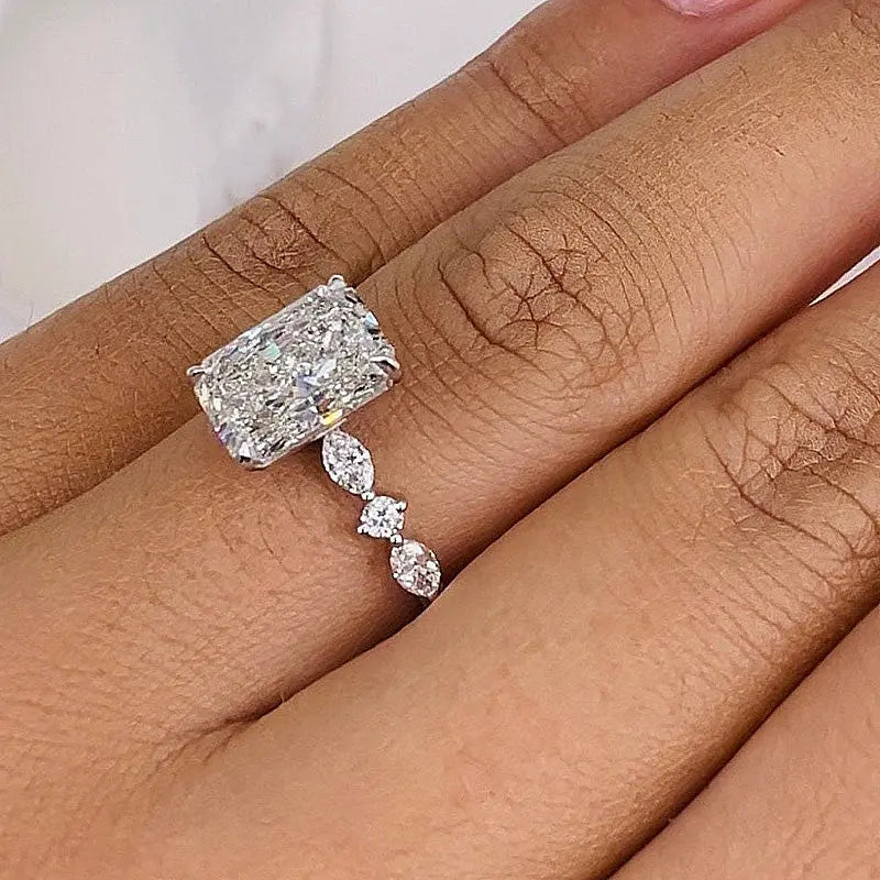 3.50 ct Radiant Pave D-VVS Lab Grown Diamond Engagement Ring