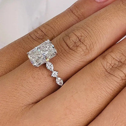 3.50 ct Radiant Pave D-VVS Lab Grown Diamond Engagement Ring