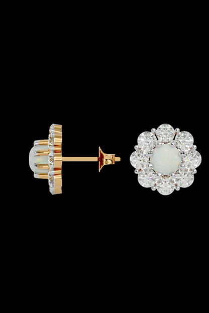 Round Pearl Moissanite VVS Diamond Women's Unique Design Earrings