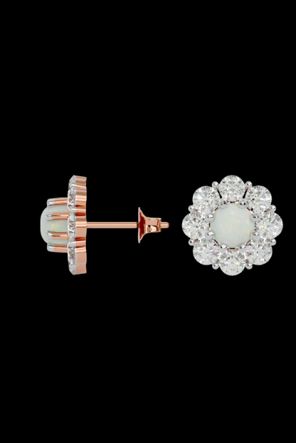 Round Pearl Moissanite VVS Diamond Women's Unique Design Earrings