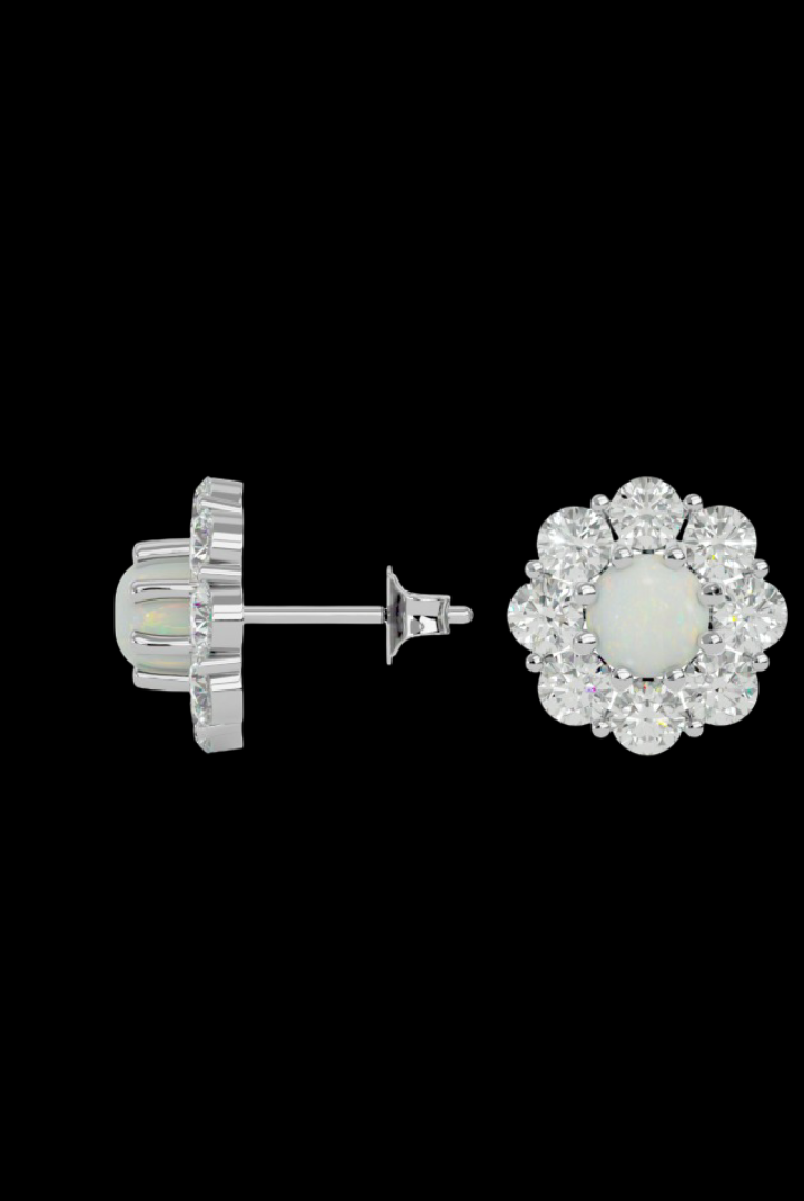 Round Pearl Moissanite VVS Diamond Women's Unique Design Earrings