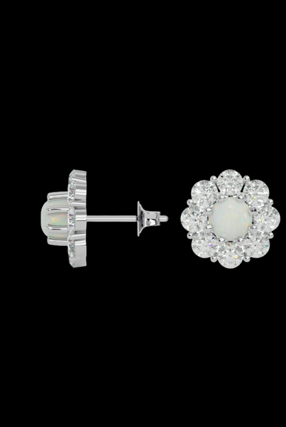 Round Pearl Moissanite VVS Diamond Women's Unique Design Earrings