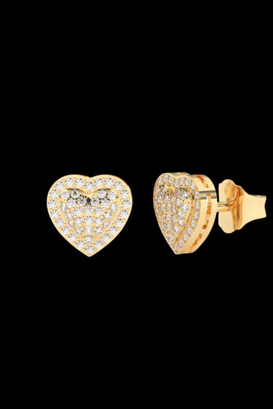 Iced Out Heart Shape Moissanite VVS Diamond Earrings