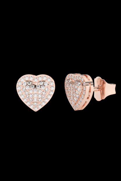 Iced Out Heart Shape Moissanite VVS Diamond Earrings
