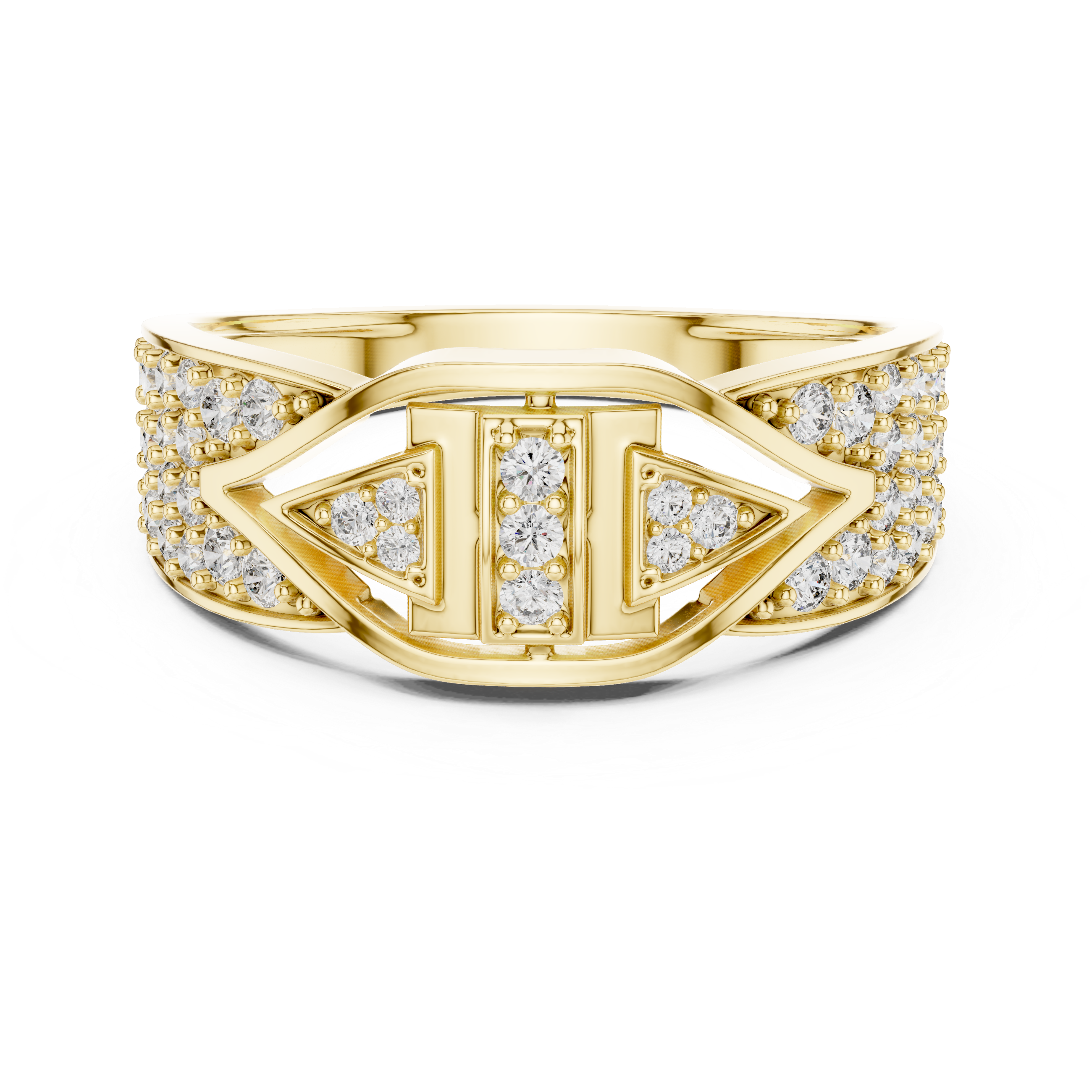 Stylish Men’s Statement Ring with Round-Cut Lab-Grown Diamonds