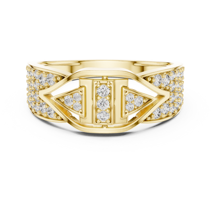 Stylish Men’s Statement Ring with Round-Cut Lab-Grown Diamonds