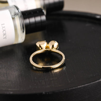 Solid Gold Toi et Moi Lab Grown Emerald & Pear Santa Maria Color Sapphire Engagement Ring