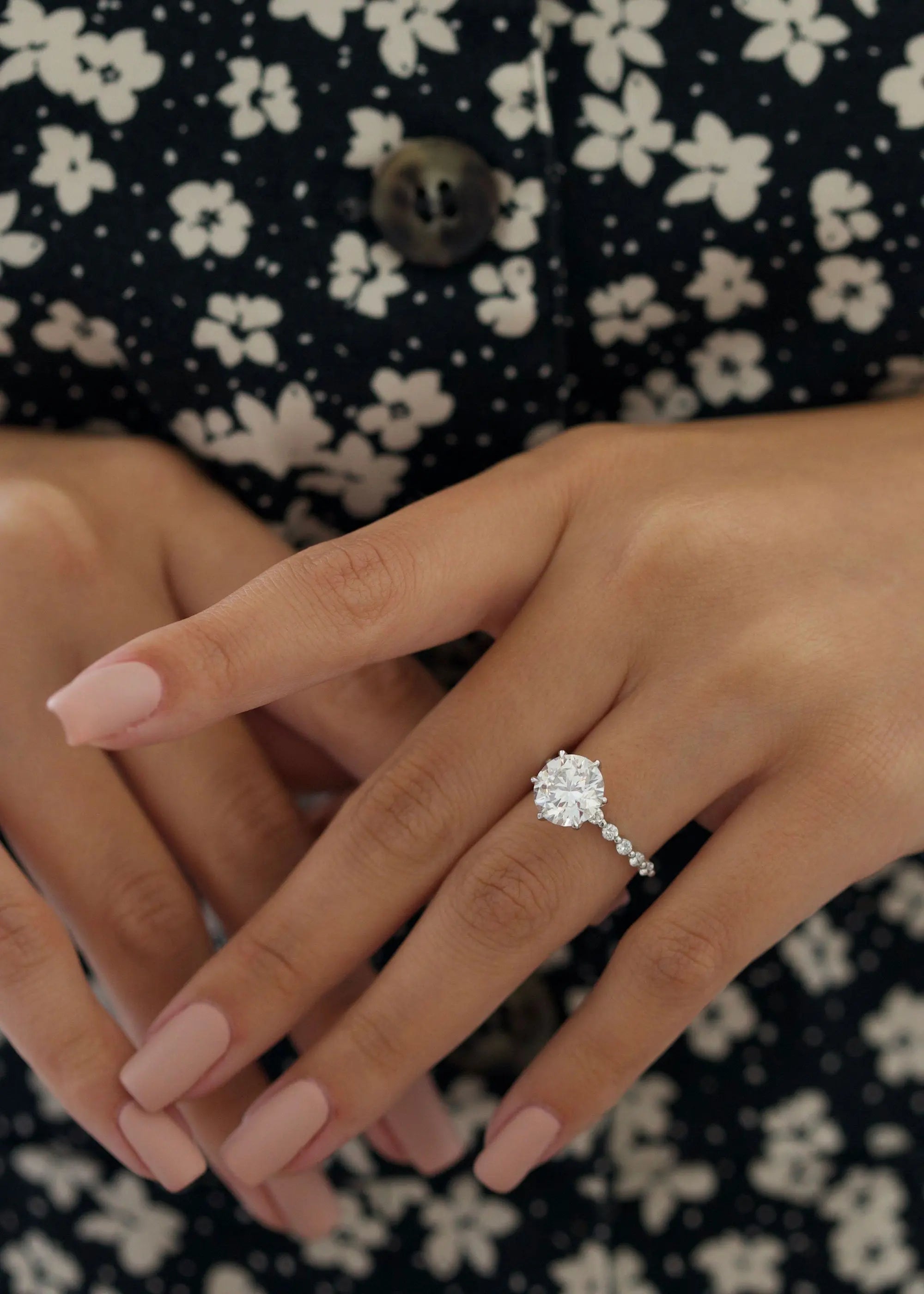 3.0 ct Round D-VVS Lab Grown Diamond Pave Engagement Ring