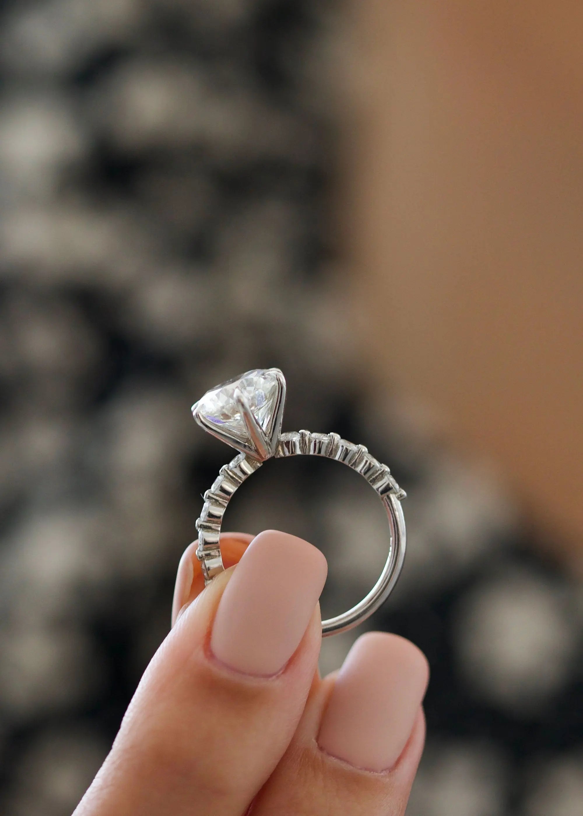3.0 ct Round D-VVS Lab Grown Diamond Pave Engagement Ring
