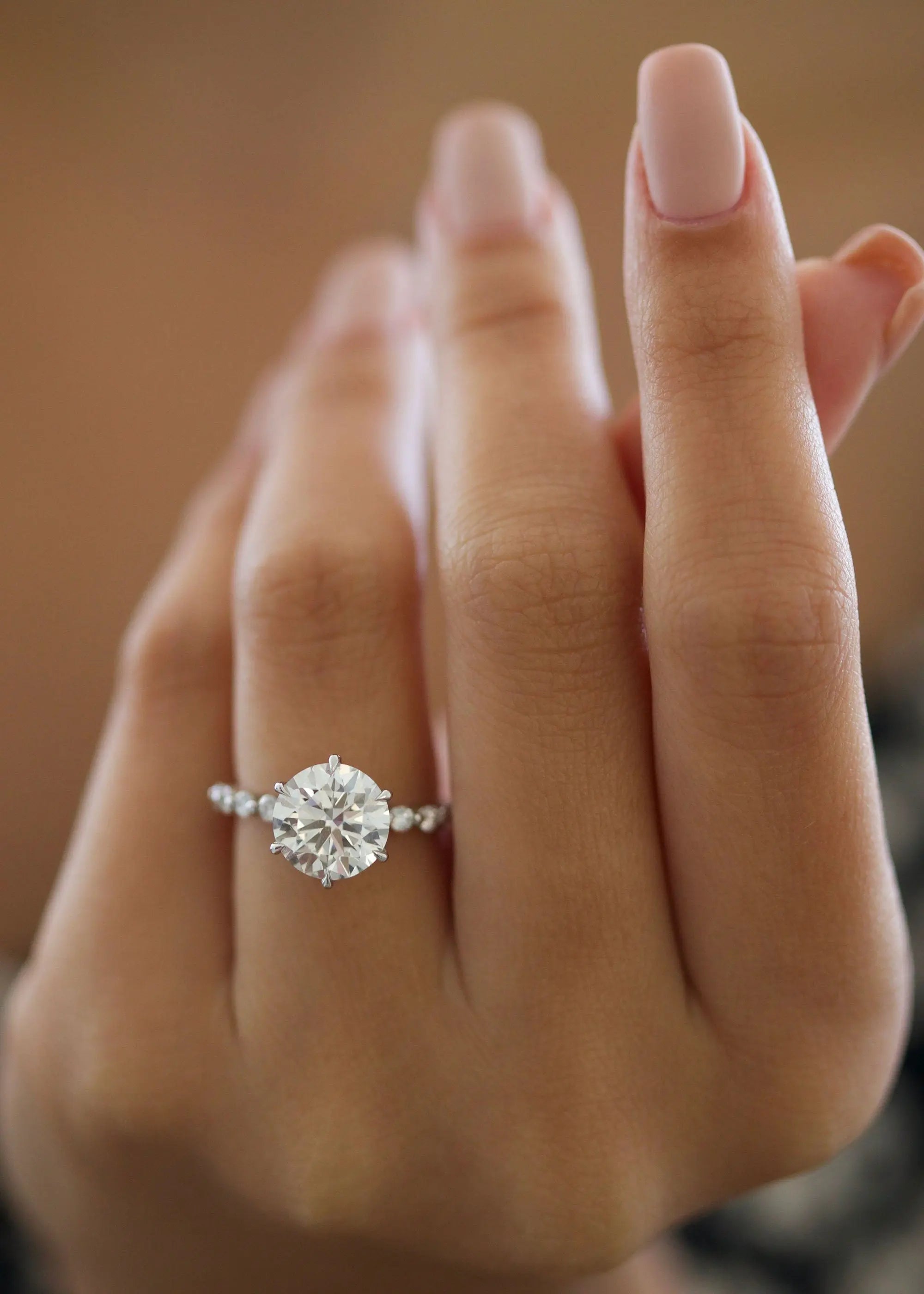 3.0 ct Round D-VVS Lab Grown Diamond Pave Engagement Ring