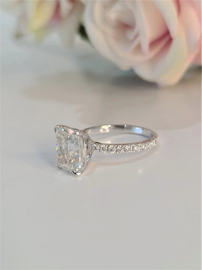 4.0ct Cushion Pave F/VS1 Lab Grown Diamond Engagement Ring