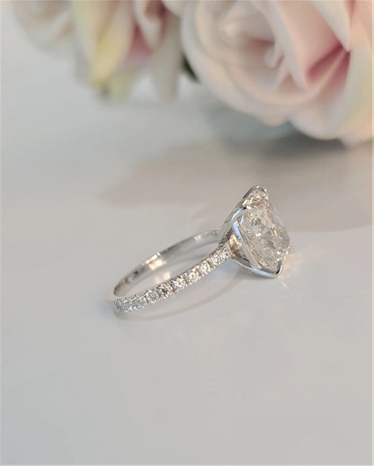 4.0ct Cushion Pave F/VS1 Lab Grown Diamond Engagement Ring
