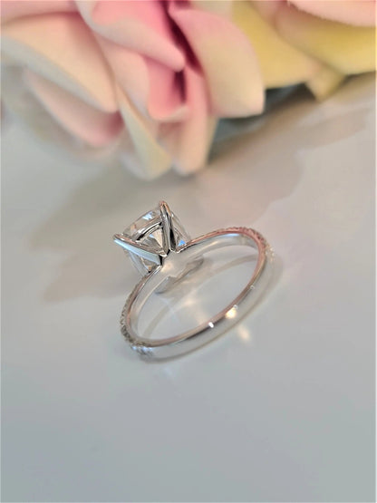 4.0ct Cushion Pave F/VS1 Lab Grown Diamond Engagement Ring