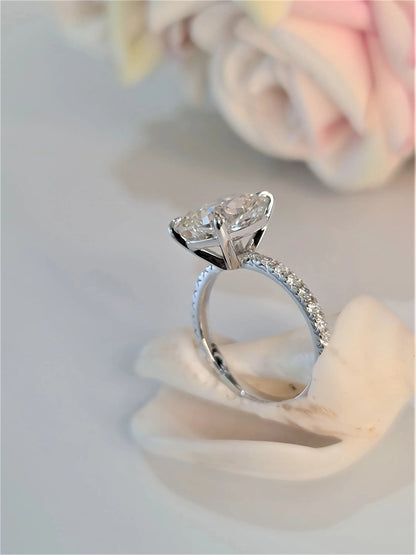 4.0ct Cushion Pave F/VS1 Lab Grown Diamond Engagement Ring