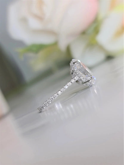 3.0 Ct Oval Hidden Halo D-VVS Lab Grown Diamond Engagement Ring